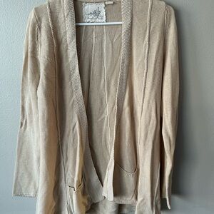 Anthropologie- Angel Of The North Cream Open-Front Cardigan Sweater